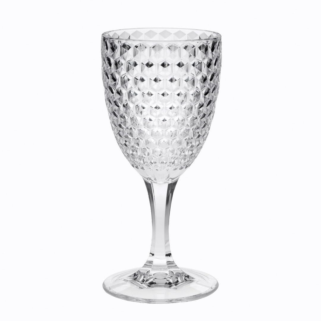 Leadingware Group - Copas De Vino Leadingware De Plástico Tallado En Diamante, 350 Ml, Juego De 4