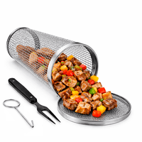 Wakeshome - Parrilla Cilíndrica De Acero Inoxidable Cesta Asado Barbacoa
