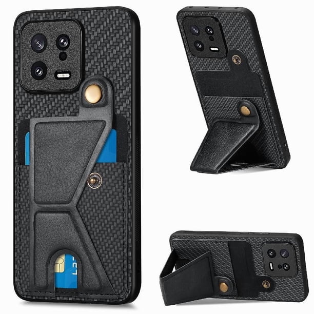 Funda Resistente para Xiaomi 13 con Tarjetero y Soporte, Diseño Magnético Negro