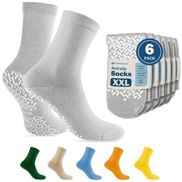 Calcetines TenderGentle XXL Pack de 6, Antideslizantes, Gris