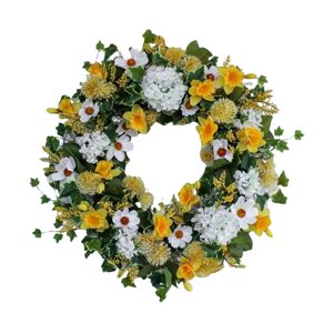 Magideal - 17.72 Pulgadas Primavera Verano Guirnalda Puerta Delantera Telón De Fondo Decoración Accesorios Colgantes Flores Artificiales Guirnaldas Para El Hogar