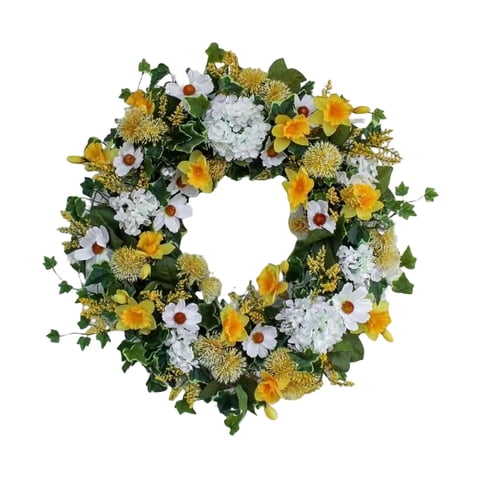 Magideal - 17.72 Pulgadas Primavera Verano Guirnalda Puerta Delantera Telón De Fondo Decoración Accesorios Colgantes Flores Artificiales Guirnaldas Para El Hogar