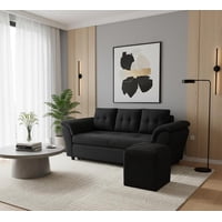 Mueblesjd - Sofá 3 Cuerpos New Sira +2 Puff Felpa Negro