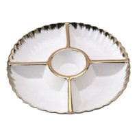 Genérico - Bandeja Decorativa Redonda Seccionada Borde Ondulado Jhn