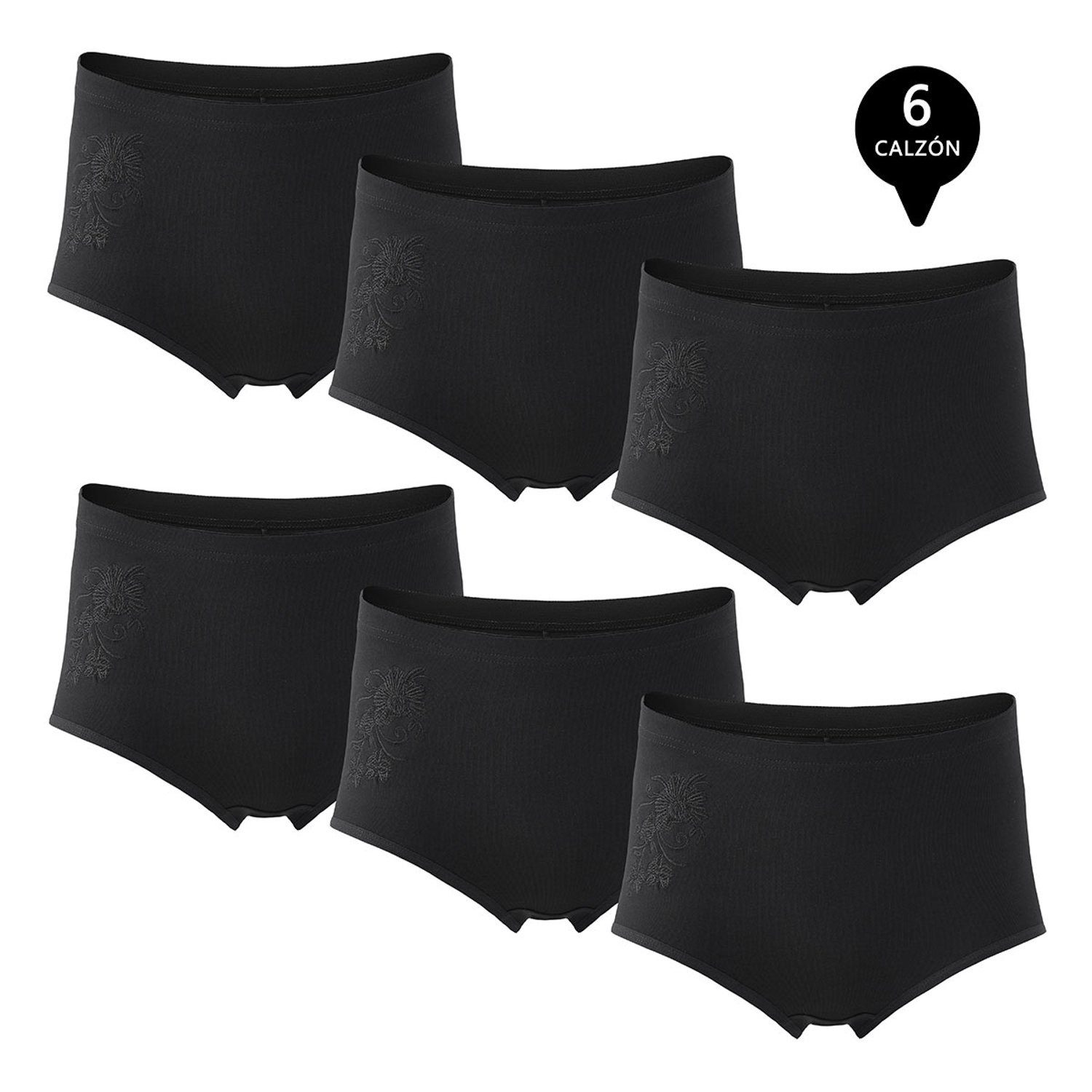 Giovacchino - Pack De 6 Calzones Tiro Alto Algodón Mujer