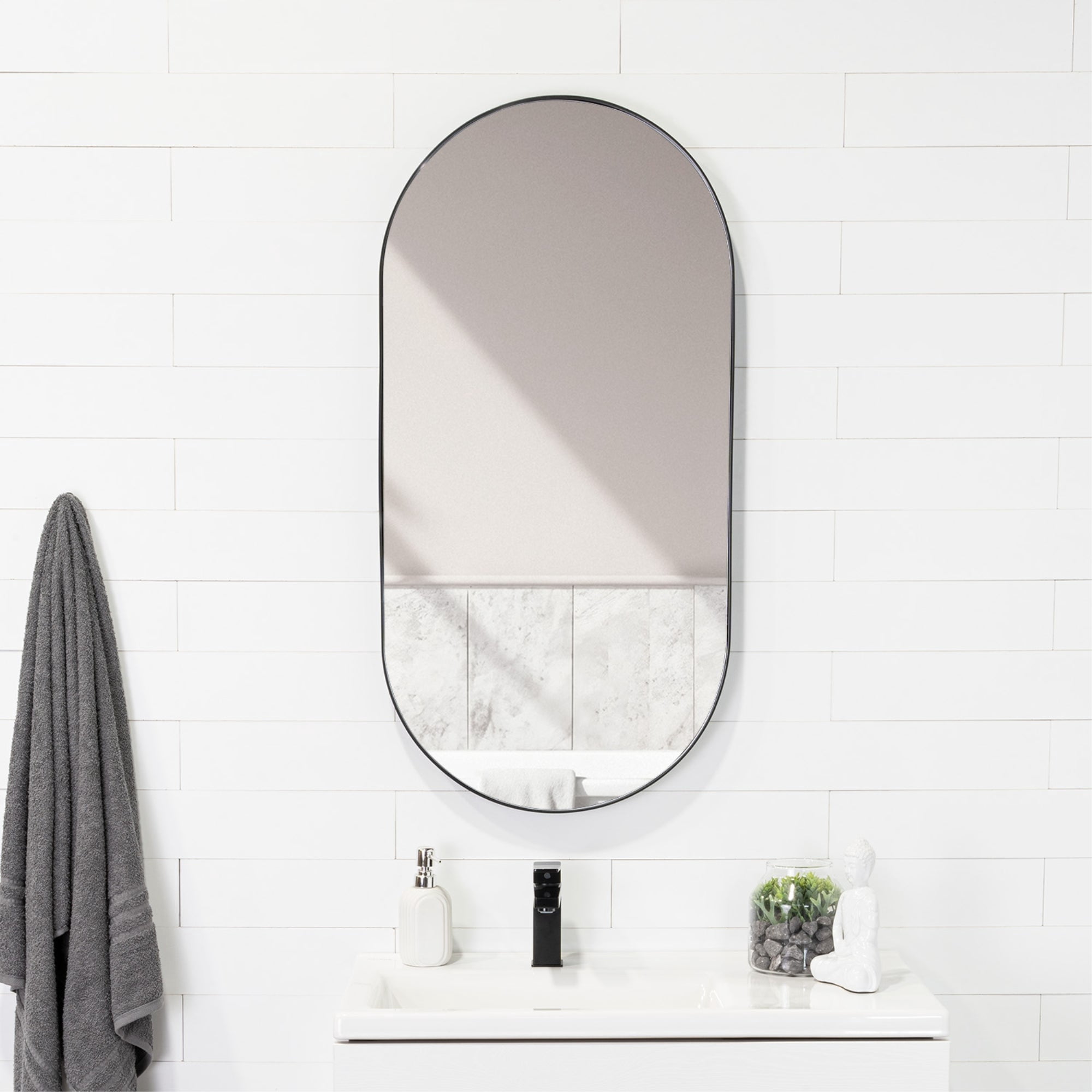 Tuhome - Espejo Lukman Rectangular Marco Metalico 100x50x3,5 Cm