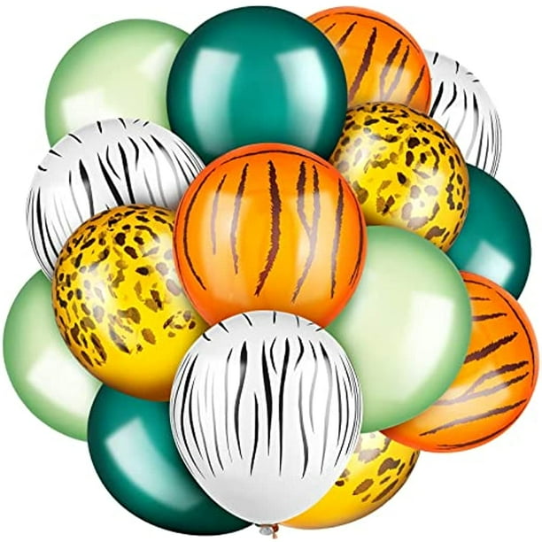 24pcs, Jungle Balloons 12 Inch Jungle Safari Balloons Animal Print Balloons Jungle Safari Theme Party Decorations Jungle Theme Party Supplies (Fresh Color,Animal Print Style)