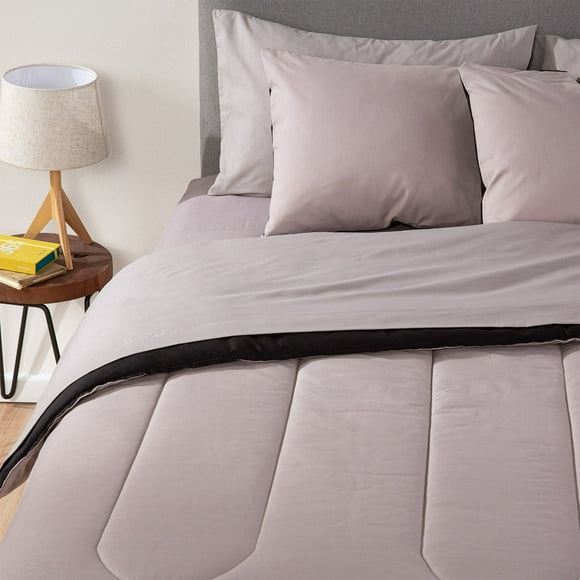 Plumón Bicolor Gris Negro 1.5 Plazas