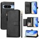 thumbnail image 1 of Funda tipo cartera para GOOGLE Pixel 8 Pro con bolsillo con cremallera, tarjetero, soporte, correa para la muñeca y tapa de cuero Negro, 1 of 5