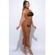 thumbnail image 4 of Vestido Largo De Algodón Sin Mangas Con Flecos Y Aberturas Color Camel (para Mujer), 4 of 4