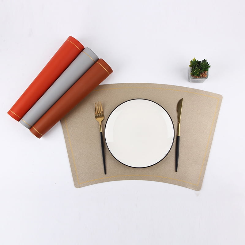 Xmhytop Juego De 4 Manteles Individuales De Piel Sintética, Impermeables, Fáciles De Limpiar, Resistentes Al Calor Y Antideslizantes Para Uso Interior Y Exterior, 45*30cm, Estilo C, Caqui