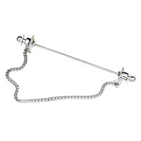 Ioensy - Alfiler De Barra Para Cuello De Camisa Para Hombre Con Broche De Cadena De Eslabones, Cierres De Corbata, 7 Cm, Plateado