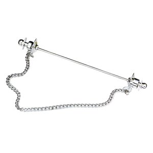 Ioensy - Alfiler De Barra Para Cuello De Camisa Para Hombre Con Broche De Cadena De Eslabones, Cierres De Corbata, 7 Cm, Plateado