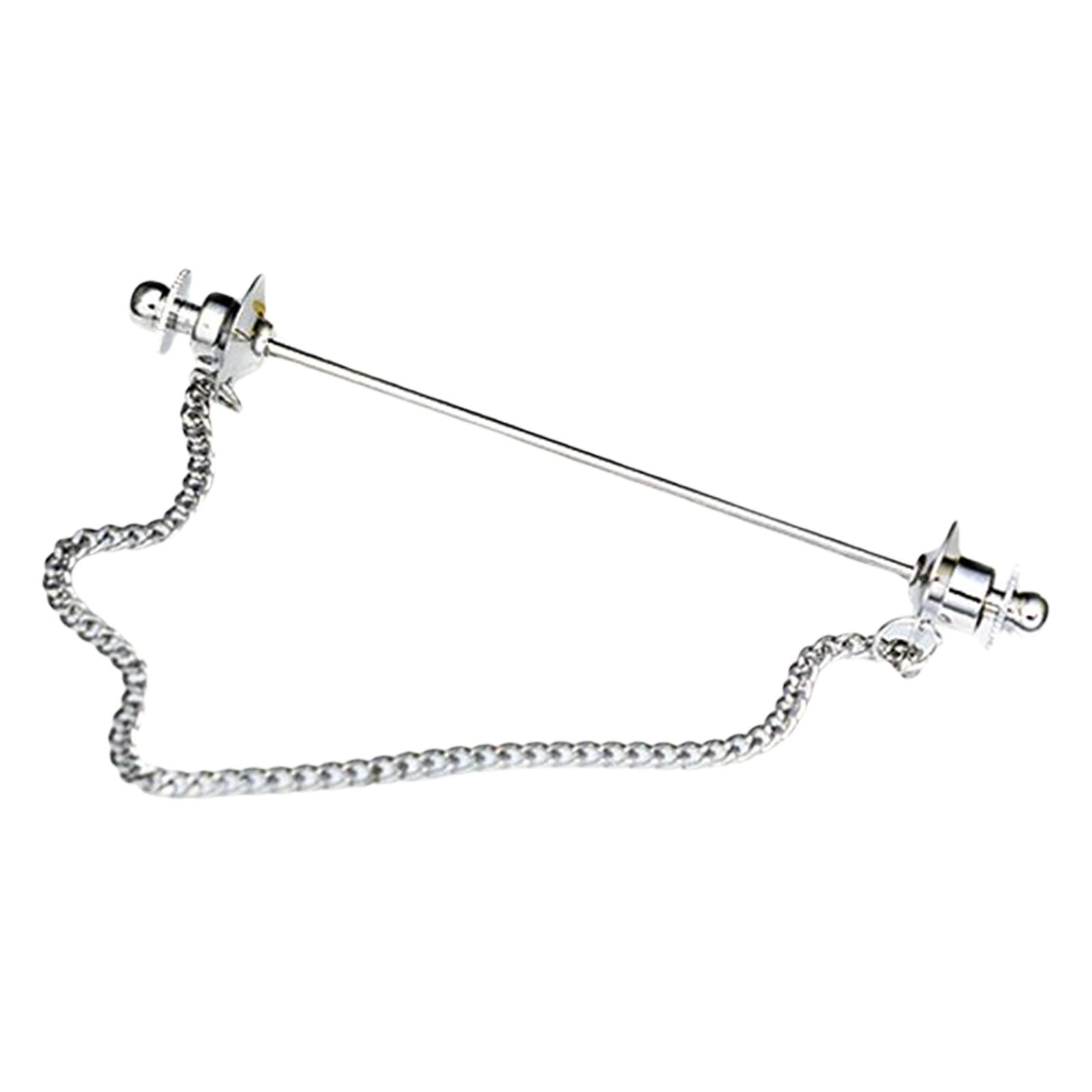 Ioensy - Alfiler De Barra Para Cuello De Camisa Para Hombre Con Broche De Cadena De Eslabones, Cierres De Corbata, 7 Cm, Plateado