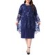thumbnail image 1 of Vestido de encaje floral de 2 capas para mujer de talla grande Agnes Orinda, cuello redondo, manga acampanada de 3/4, vestido elegante para fiesta de cóctel y boda, 2X azul oscuro, 1 of 6