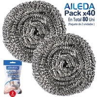 Set 2 Virutilla Aileda Esponja De Acero Para Olla Y Cocina （En Total 80 Unidades）