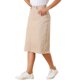 thumbnail image 4 of INSPIRE CHIC Falda de Mezclilla de Cintura Alta para Mujer Falda de Jean a la Rodilla con Dobladillo Deshilachado y Bolsillos Albaricoque XS, 4 of 6