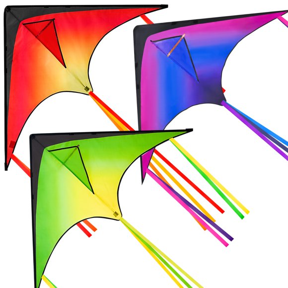 Kite JOYIN Large Delta naranja, verde y morado para niños y adultos