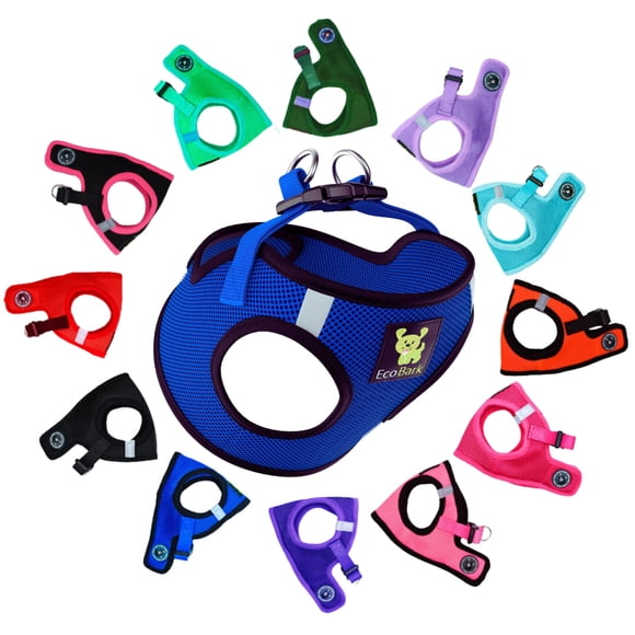 Arnés para perros EcoBark Step-in, taza de té reflectante, raza XXS, azul
