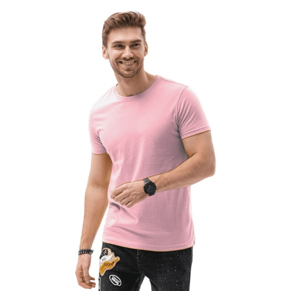 Polera Hombre Manga Corta Cuello Redondo Rosa Talla L
