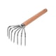 thumbnail image 4 of Rastrillo de Mano para Jardín, Cultivador de Rastrillo de Hojas con Mango de Madera, Herramienta de Rastrillo de Acero Portátil para Excavar Y Deshier Mango Largo 7 Dientes, 4 of 5