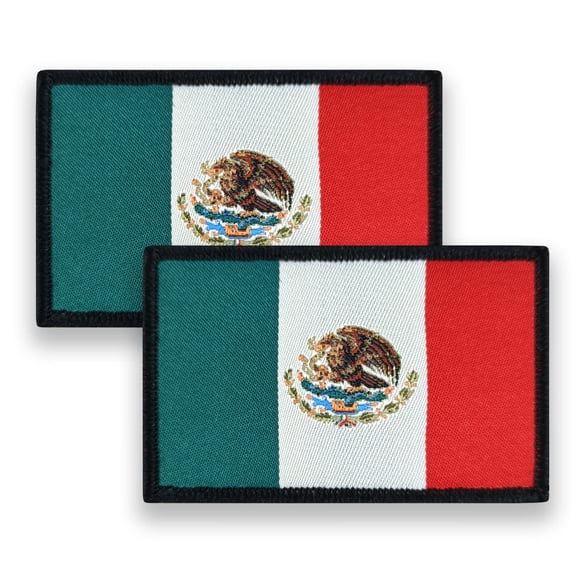 Parche QQSD bandera de México 8 x 5 cm, paquete de 2, con cierre de gancho y bucle