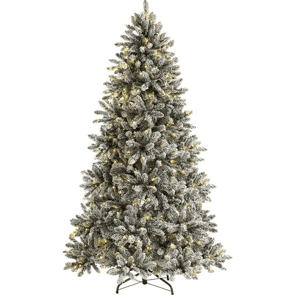 Árbol De Navidad De Nieve Con Luces Led 180cm Preiluminado