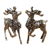 Bothyi - Adorno De Escultura De Estatua De Reno De Latón Para Estantería De Escritorio De Sala De Estar 1 Par