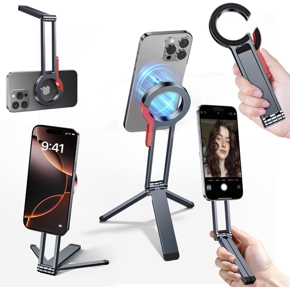 Soporte trípode para celular XAOVUIR plegable con MagSafe y mosquetón
