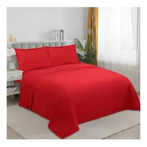 Casadeliacl - Juego De Sábanas Tfi Para Colchón 2 Plazas 235 Cm Rojo Liso