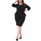 thumbnail image 1 of Vestido Lápiz Peplum de Talla Grande para Mujer Agnes Orinda Cuello Redondo Manga 3/4 Vestido de Oficina de Negocios 2X Negro, 1 of 6