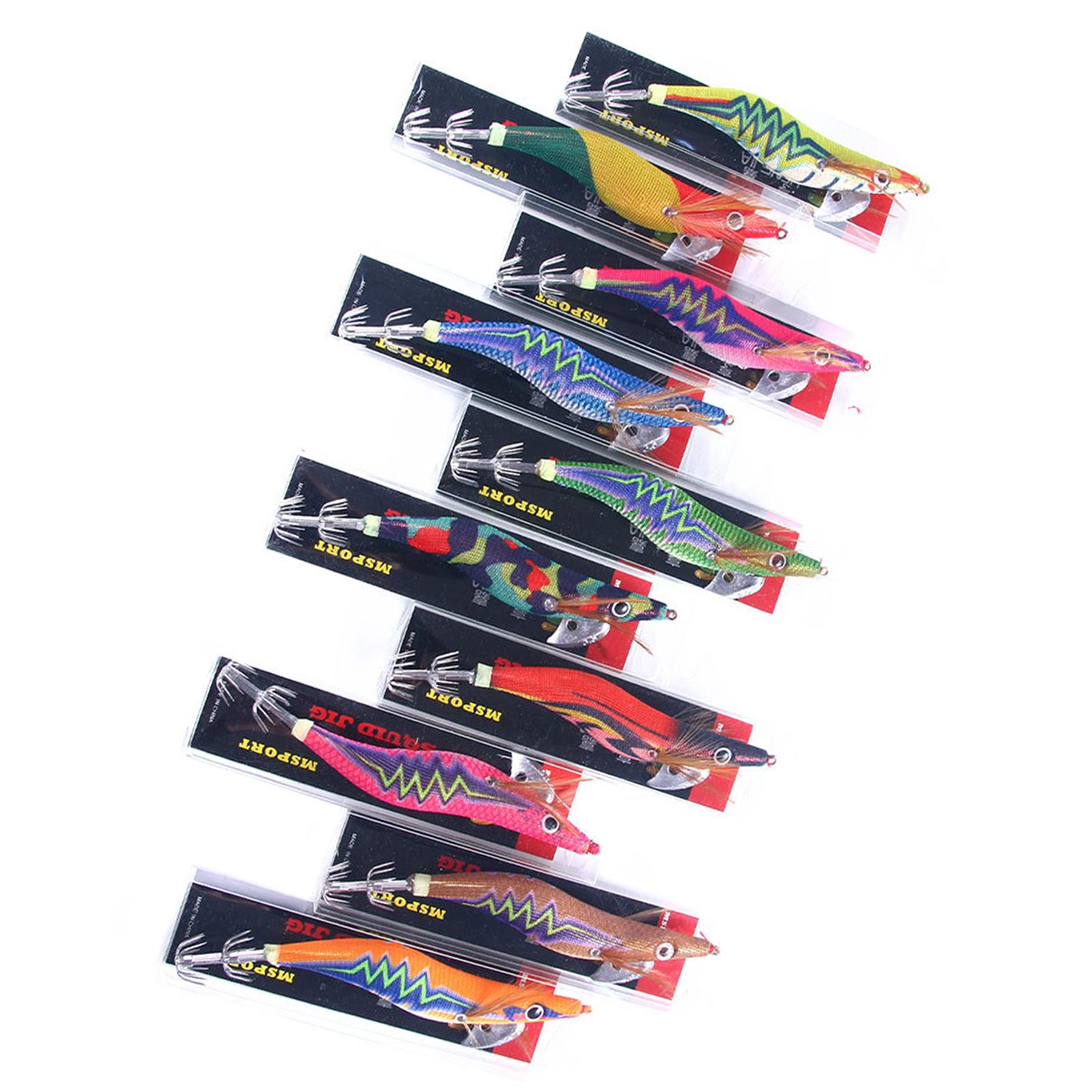 Magideal - Anzuelos De Plantilla De Calamar Luminosos, 10 Uds., Señuelos De Plantilla De Calamar Que Brillan En La Oscuridad, Anzuelo De Pesca