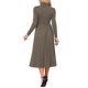 thumbnail image 3 of INSPIRE CHIC Vestido de Punto Plisado para Mujer de Manga Larga Cuello Alto Casual de Negocios Suéter Vestido Línea A Midi Conjuntos de Otoño Invierno XL Café Claro, 3 of 6