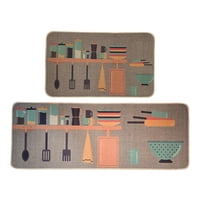 Fliperex - Set 2 Alfombras De Cocina Goma Antideslizante Diseño Cocina