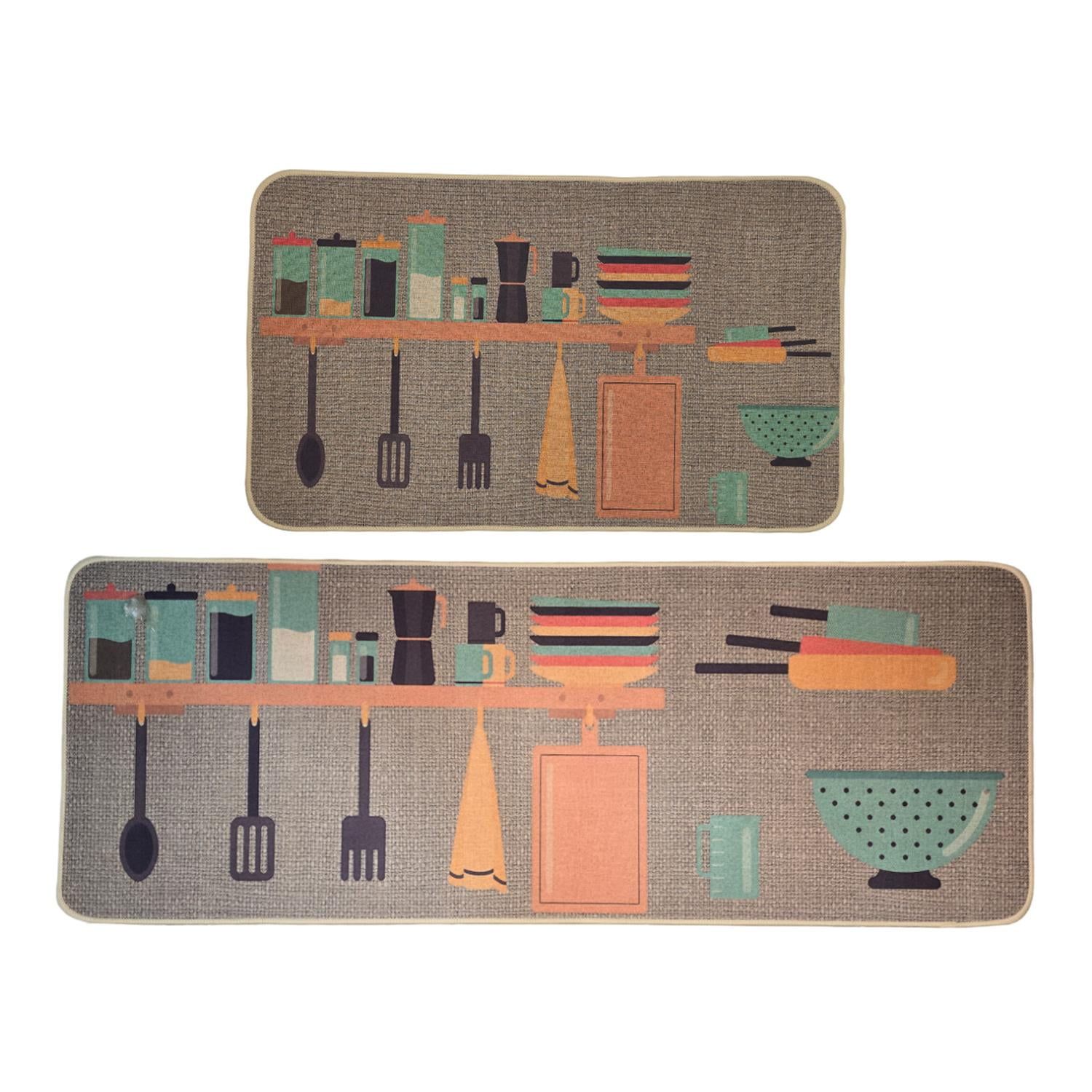 Fliperex - Set 2 Alfombras De Cocina Goma Antideslizante Diseño Cocina Cafe