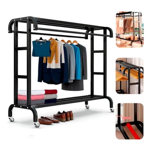 Beiti - Perchero Organizador De Ropa Doble Con Ruedas 120Cm Pro