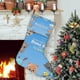 thumbnail image 1 of Bimi Boo y Amigos Tema: Calcetines de Navidad, fino lino blanco para colgar en escaleras y chimenea, decoración navideña para el hogar, regalo de Navidad. 45cm × 32cm, 1 of 5