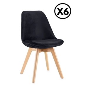 Moadchile - Pack 6 Sillas Tulip Velvet Terciopelo Acolchadas Negro
