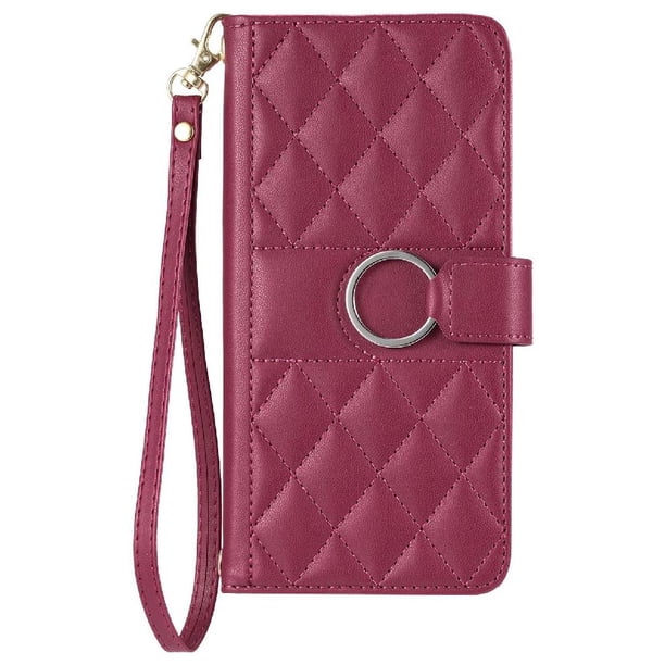 Funda Acolchada con Anilla y Correa para Samsung Galaxy A36 5G Slots para Tarjetas Rojo