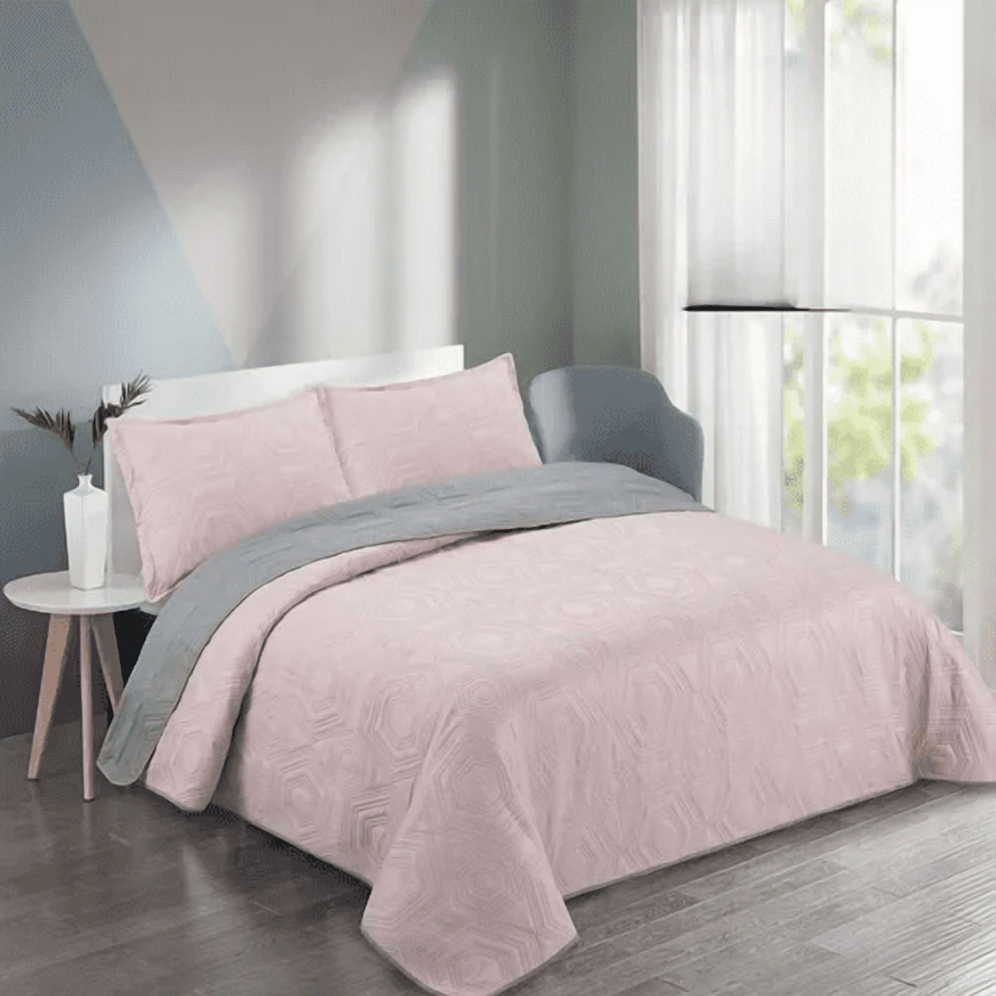 Genérico - Quilt Verano Palo Rosa Reversible King/super King