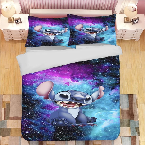 Stitch Anime Duvet Cover Set Comforte Printed Cartoon Twin Size Bedding Sets Christmas Gifts 3-piece