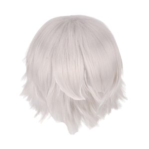 Ioensy - Peluca De Cosplay Con Punta Portátil, Moda En Capas, Regalos, Peluca De Disfraz, Color Blanco Plateado