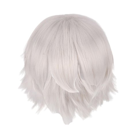 Ioensy - Peluca De Cosplay Con Punta Portátil, Moda En Capas, Regalos, Peluca De Disfraz, Color Blanco Plateado
