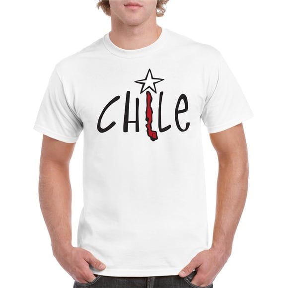 Polera Hombre, color blanco, talla S, Estampado Chile