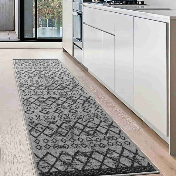 ALFODIA Alfombra de Pasillo Gris 60 x 550 cm Antideslizante
