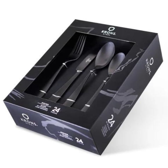 Set Cubiertos 24 Pzs Black Acero Inox Set Cuchilleria