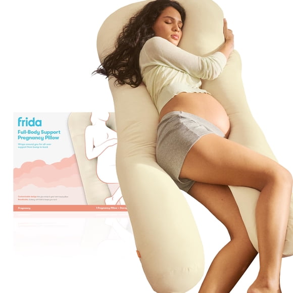 Almohada de embarazo Frida Mom de cuerpo completo, fresca, color marfil