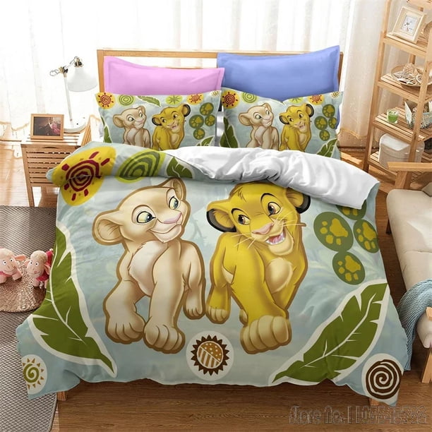 x1292 Bed SheetsThe Lion Simba Duvet Cover Set HD Comforter Cover for Kids Bedding Sets Bedclothes Bedroom Decor 3-Piece Bedding Set (1 Duvet Cover + 2 Pillow Shams) nj1292