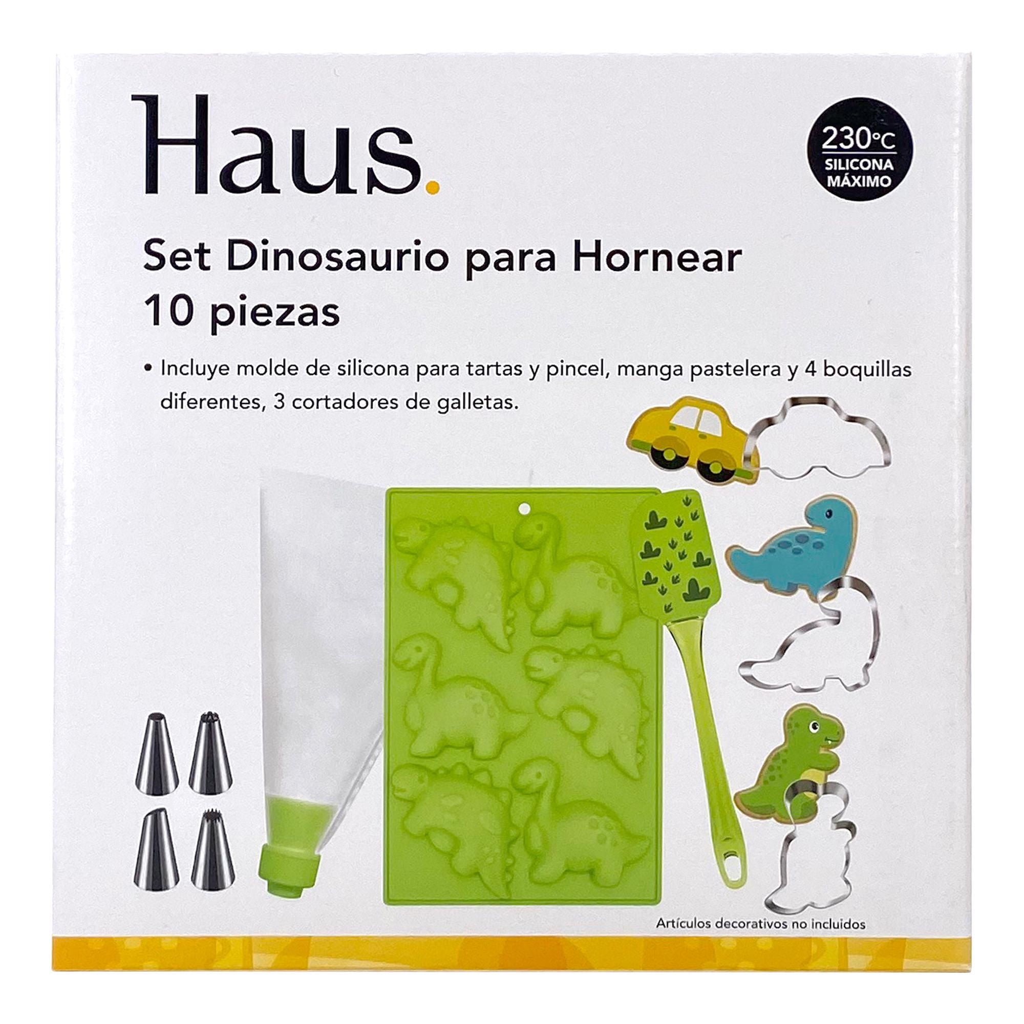 Set De Reposteria Dinosaurio 10 Piezas Silicona Verde
