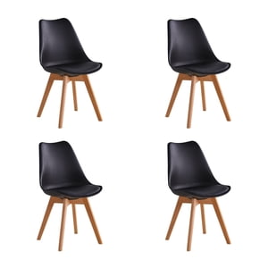 Pack X4 Sillas De Comedor Tulip Negra Midtown Negro